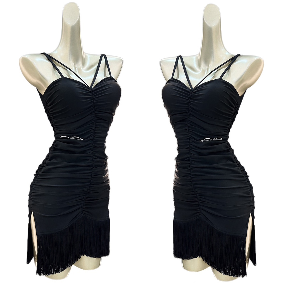 여성용 섹시한 드로스트링 블랙 프린저 드레스, 성인 룸바 댄스 의류, 클럽 살사 연습 드레스, DNV18404, 여름 라틴 댄스 드레스